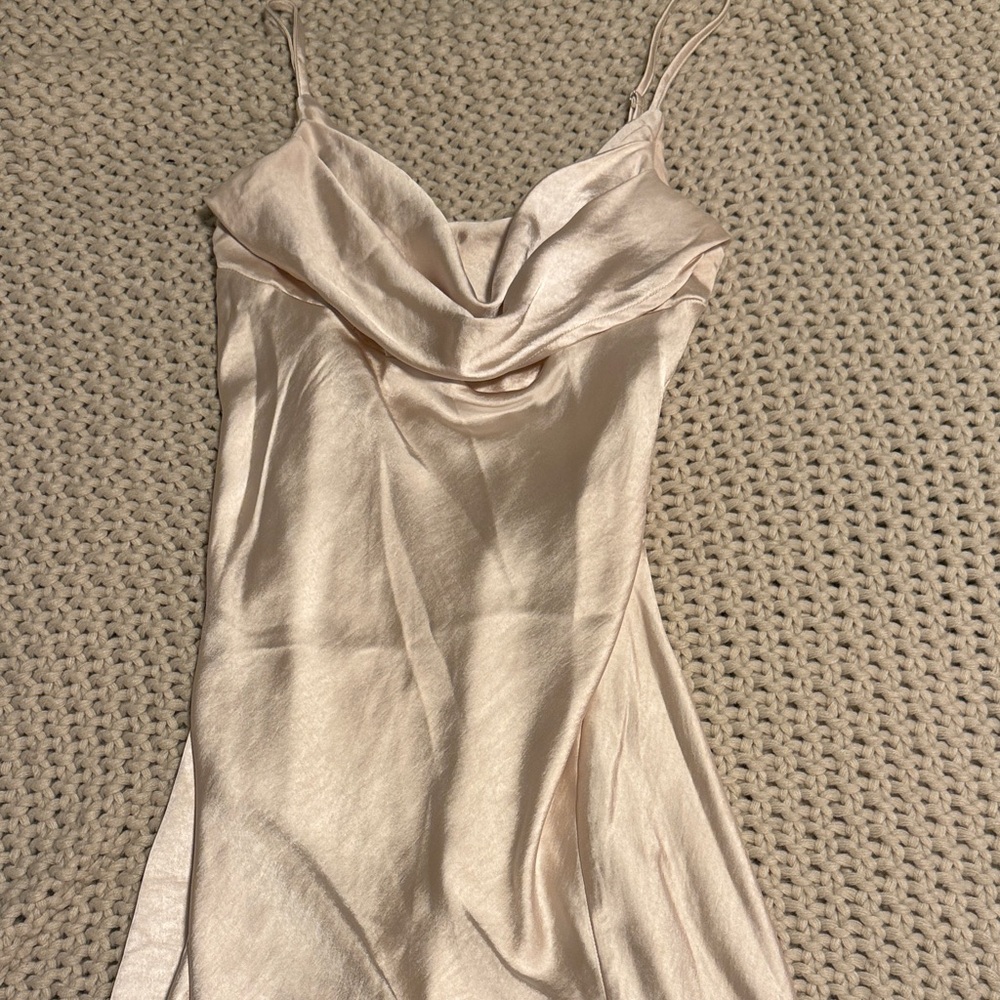 Satin Slip Dress with Draped Neckline